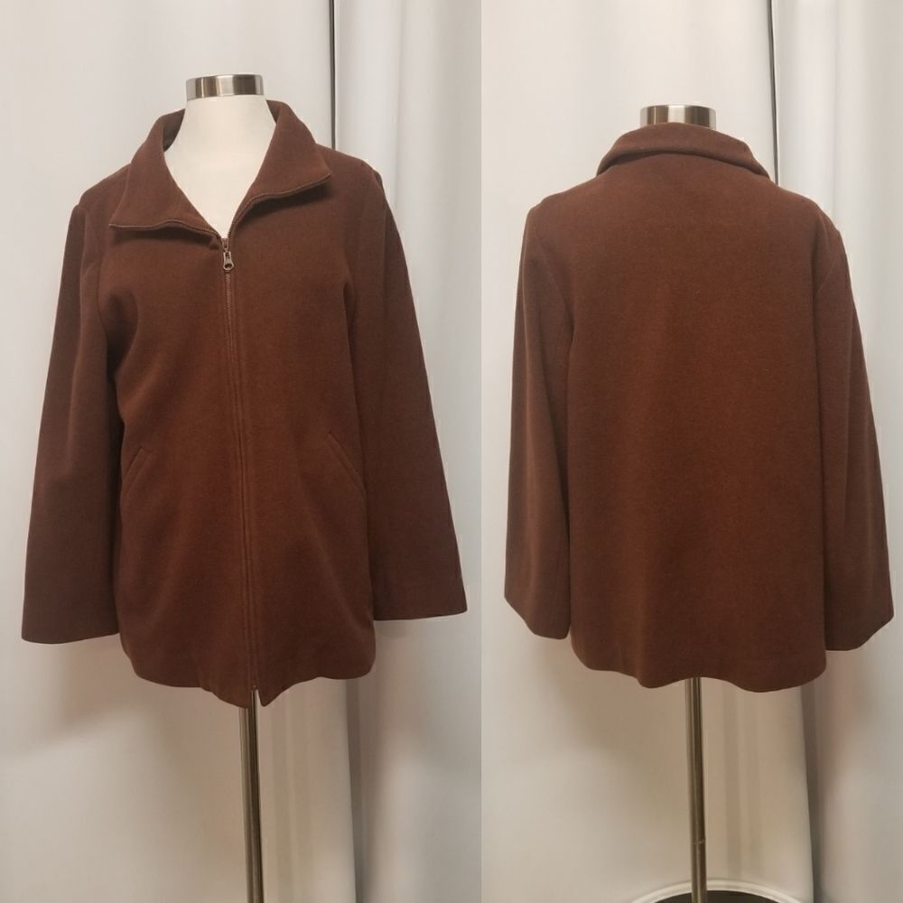 Eileen Fisher Full Zip Lined Brown Wool‎ Coat Md